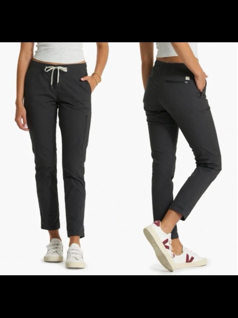 Vuori Pants Medium Gray Ripstop Jogger Stretch Elastic Waist Zip Pocketsn